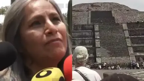 Testigo captó el momento en que el agresor realizaba disparos desde la Pirámide de la Luna en Teotihuacán./ Telediario