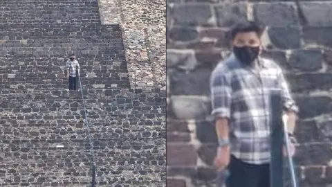 Un hombre subió a la pirámide de la Luna y abrió fuego contra los turistas/X: @Carloszup