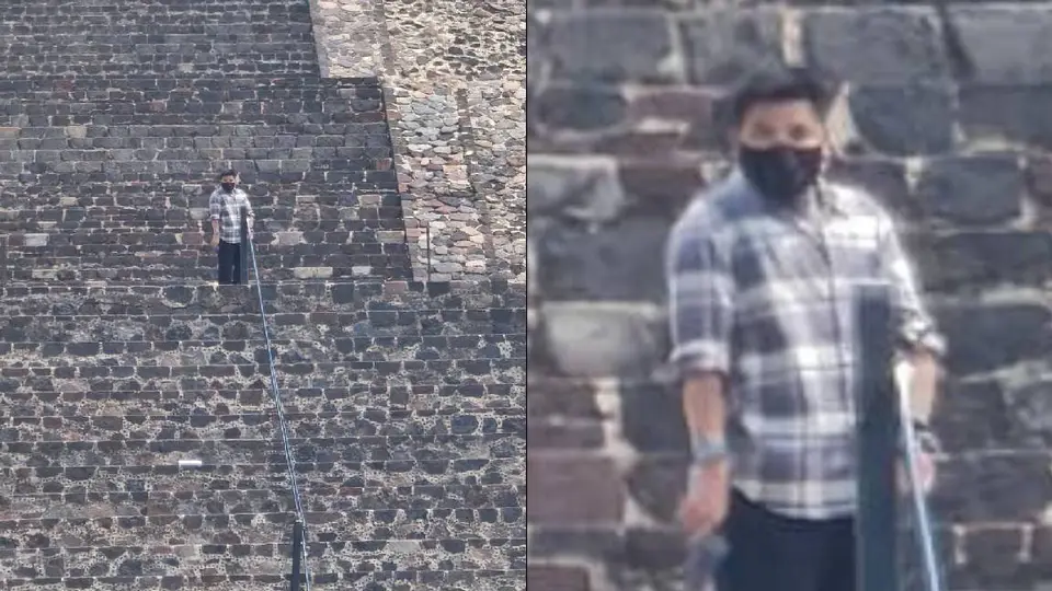 Un hombre subió a la pirámide de la Luna y abrió fuego contra los turistas/X: @Carloszup