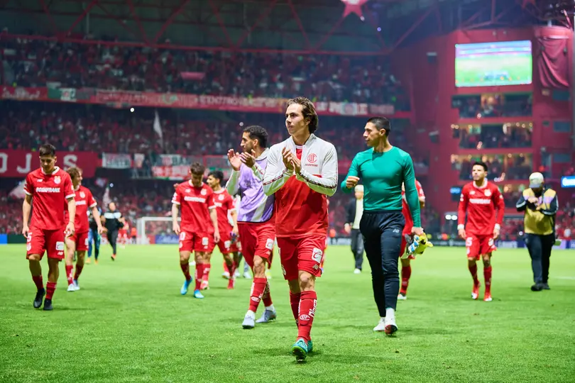 Jugadores de Toluca en celebración ante LAFC en la Semifinal de Concachampions| MEXSPORT