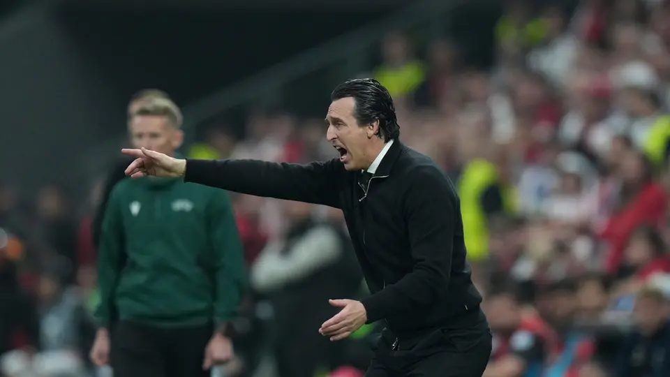 Unai Emery en la Final de Europa League entre Aston Villa y Friburgo | AP