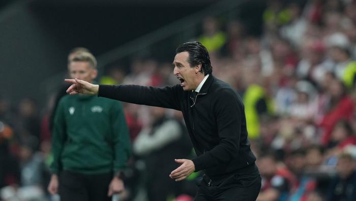 Unai Emery en la Final de Europa League entre Aston Villa y Friburgo | AP