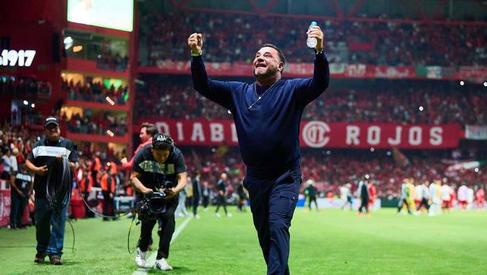 Antonio Mohamed en celebración con Toluca ante LAFC en la Semifinal de Concachampions| MEXSPORT