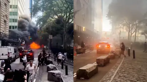 Tras la primer explosión, las personas salieron corriendo para resguardarse / Redes Sociales
