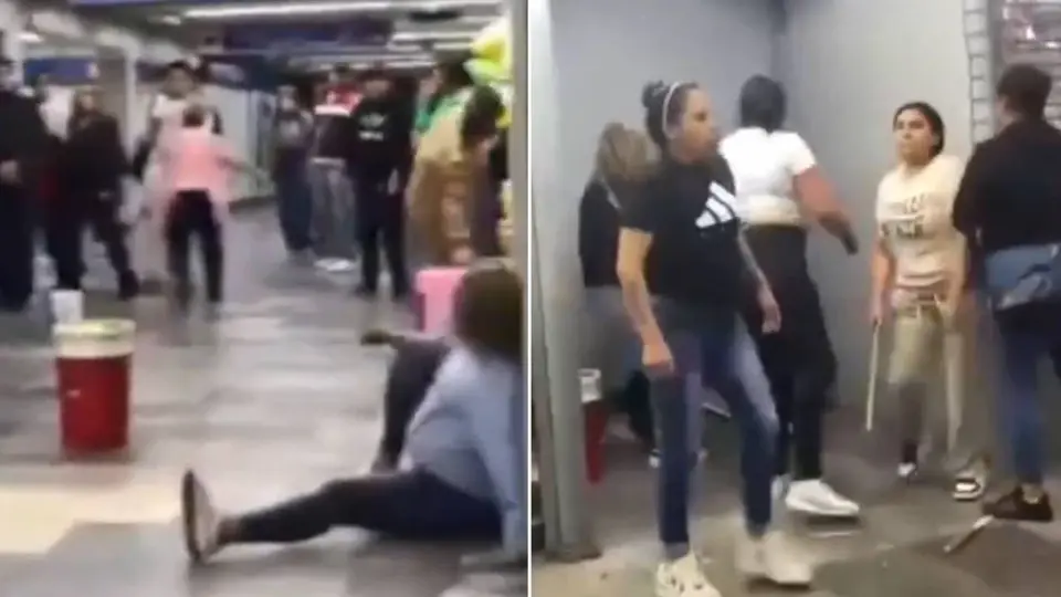 Violencia en el Metro CDMX: Captan brutal golpiza a varazos y patadas contra una mujer en la Línea 2