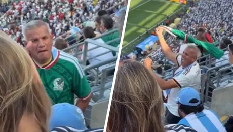 Mexicano responde insultos de fans argentinos, bailando y mostrándoles tarjeta roja