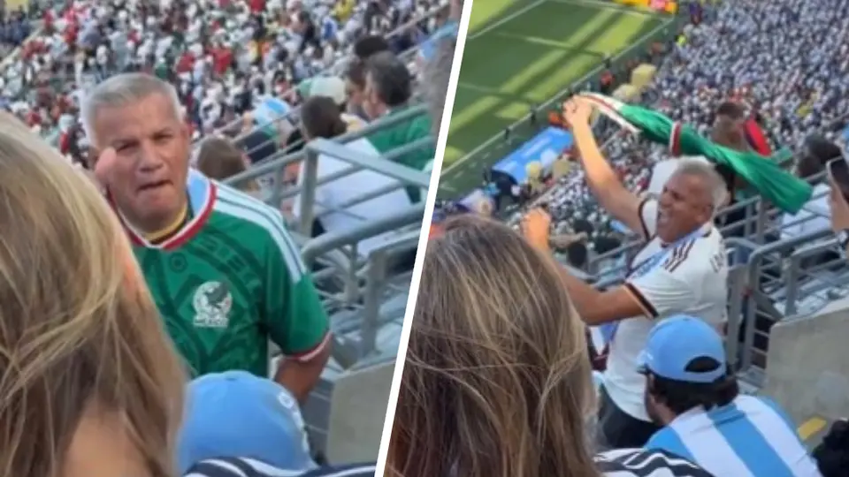 Mexicano responde insultos de fans argentinos, bailando y mostrándoles tarjeta roja
