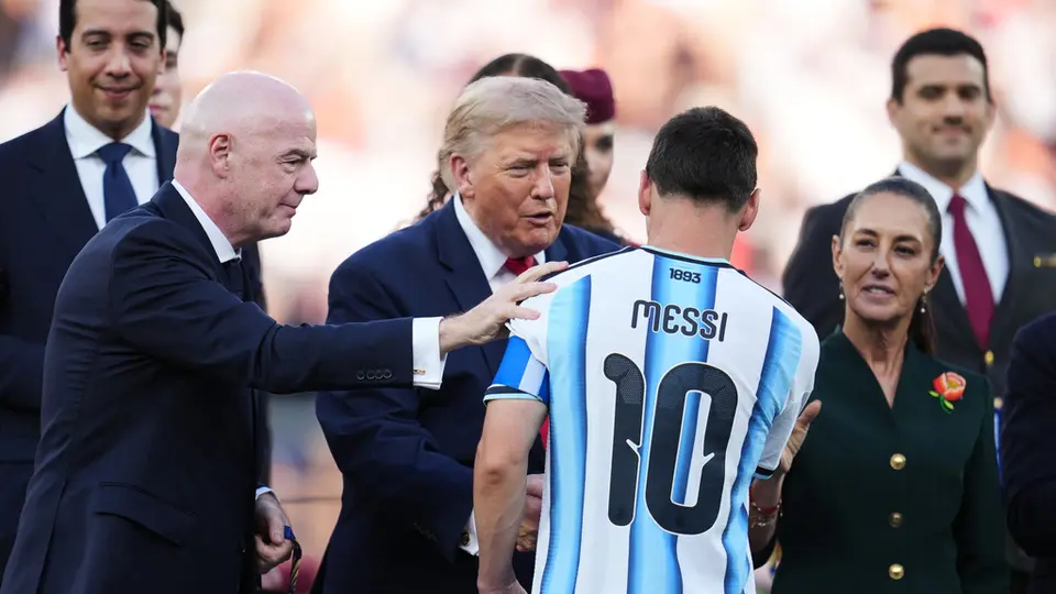 Lionel Messi, Gianni Infantino, Donald Trump, tras la Final del Mundial 2026 | AP