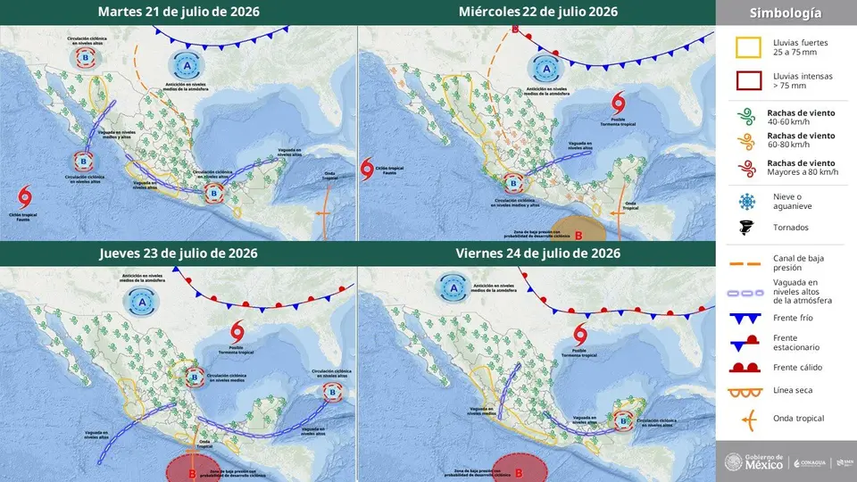Conagua advirtió que las precipitaciones podrían provocar inundaciones, deslaves y el crecimiento de ríos y arroyos./ x: @conagua_clima