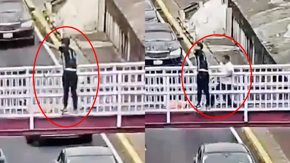Un policía logró sorprender al hombre y lo sujetó para evitar que se aventara / Especial