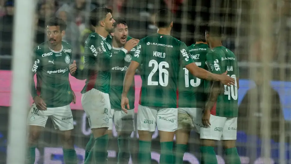 Jugadores de Palmeiras celebrando gol en la Copa Libertadores | AP