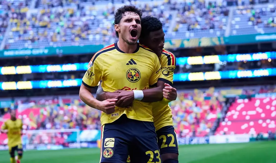 Raphael Veiga celebra el gol que anotó ante San Luis | MEXSPORT