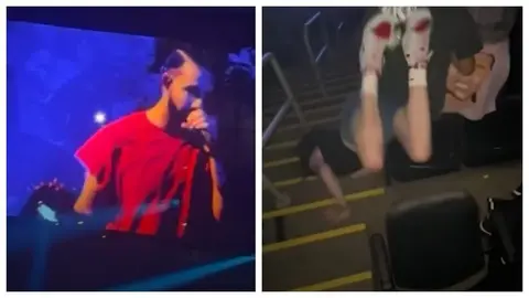 Tatum aparece en concierto de Drake y mujer azotó de cara contra las escaleras por la emoción