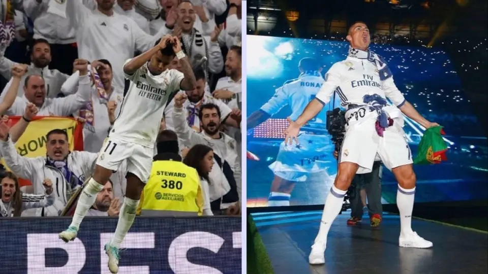 ¡A lo CR7! Rodrygo emuló el festejo de Cristiano Ronaldo en la goleada de Real Madrid
