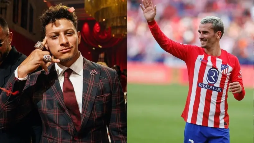 ¡Crossover de lujo! Antoine Griezmann y Patrick Mahomes intercambian playeras en Alemania