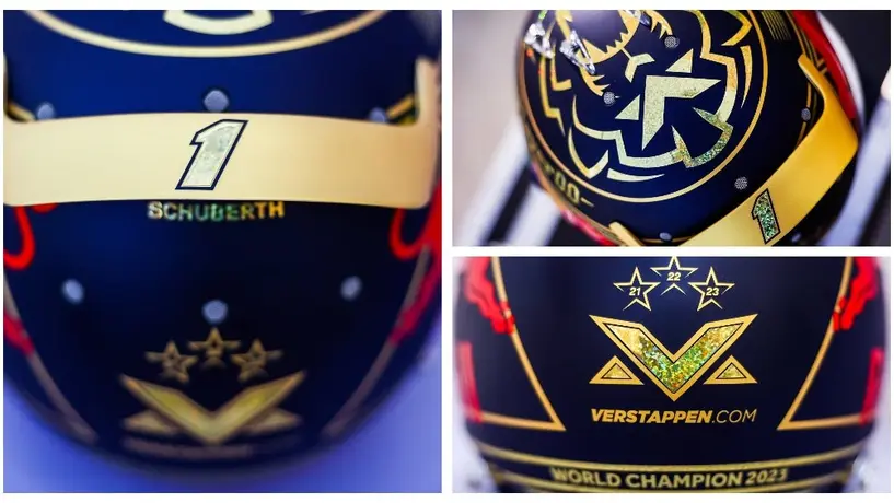 Red Bull presume casco de Max Verstappen tras salir tricampeón de la F1