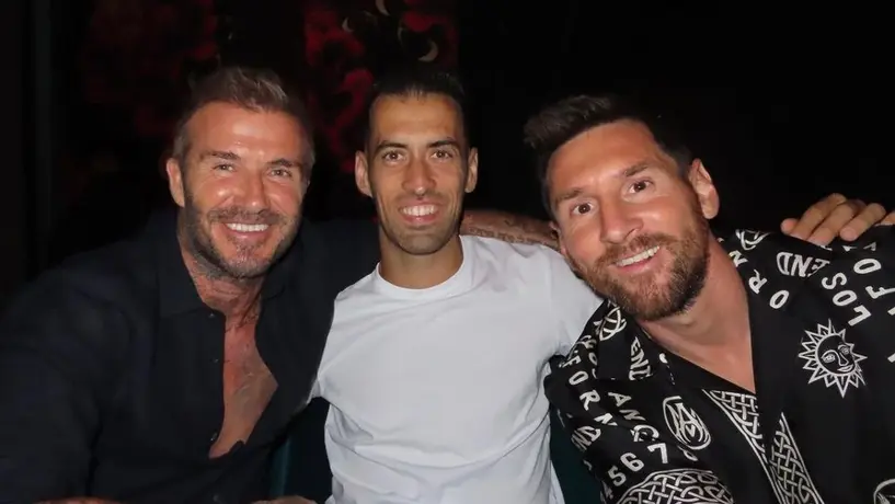 ¡Se van de fiesta! David Beckham, Lionel Messi y Sergio Busquets son captados cenando juntos