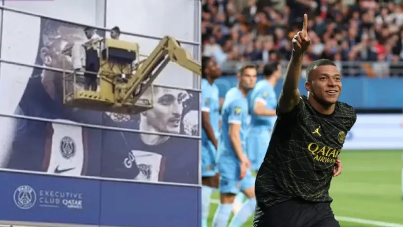 ¡Se va del estadio! PSG retira imagen de Mbappé a las afueras del Parque de los Príncipes
