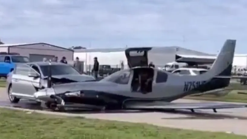 ¡Insólito! Avioneta se estrella con automóvil en calles de Estados Unidos