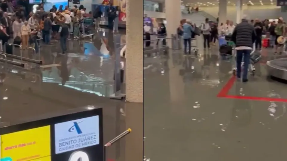 Aeropuerto de la CDMX sufre inundaciones por fuertes lluvias