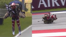 ¡Insólito! Hombre en jet pack se estrella sobre la pista previo al Gran Premio de Austria