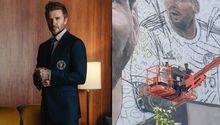 David Beckham la hace de 'pintor' en mural dedicado a Messi previo a su llegada al Inter de Miami