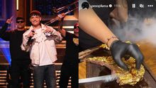 Peso Pluma 'presume' carne bañada en oro en restaurante de Salt Bae