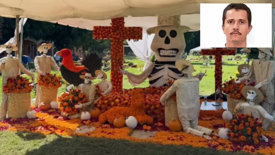 VIDEO: Así luce la tumba de ‘El Mencho’ para Día de Muertos 2026: colocan enormes calaveras, un gallo y cientos de flores