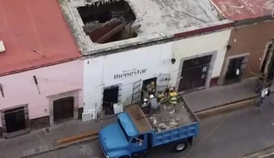 El derrumbe ocurrió en el centro histórico de Jerez / Captura de pantalla