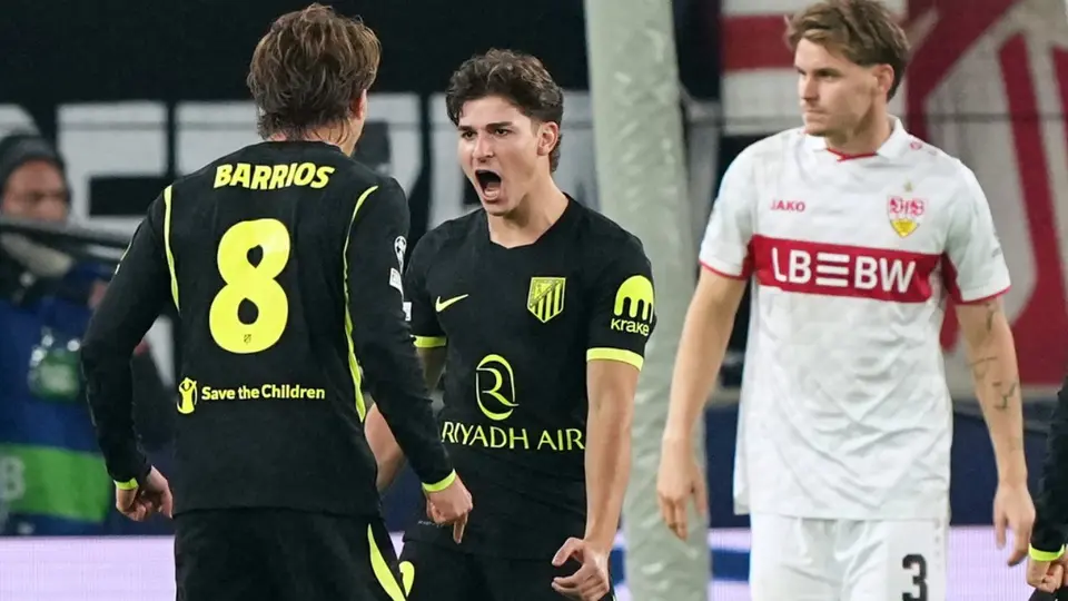 Julián Álvarez en celebración con Atlético de Madrid en Champions League | AP