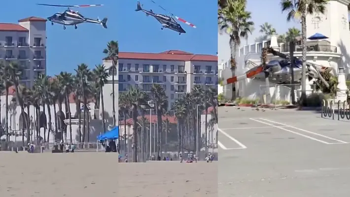 VIDEO: Helicóptero se desploma en playa de California y deja 5 lesionados