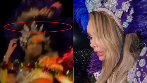 Un cable de luz tocó la cabeza de Ninel Conde cuando iba en pleno carnaval de Mérida / Especial