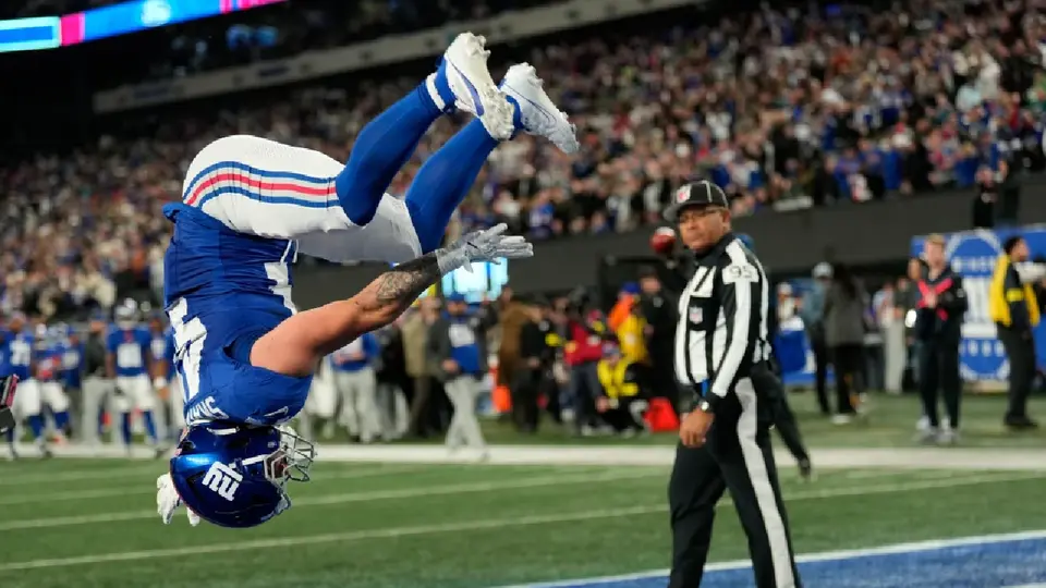 Cam Skattebo, corredor de los New York Giants en la Temporada 2025 de la NFL | AP