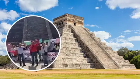 CNTE protesta en Chichén Itzá: así irrumpieron maestros en la pirámide de Kukulcán / VIDEO