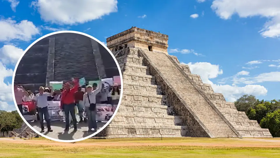 CNTE protesta en Chichén Itzá: así irrumpieron maestros en la pirámide de Kukulcán / VIDEO