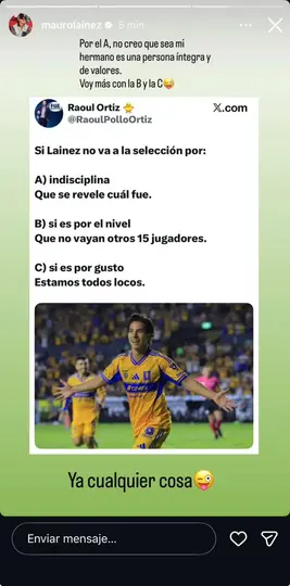 Redes Sociales de Mauro Lainez | Captura de Pantalla de sus redes