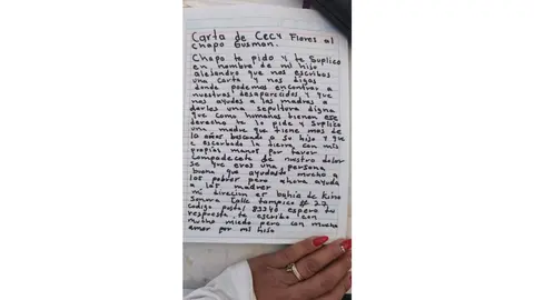Ceci Flores envió una carta a “El Chapo” Guzmán para pedir información sobre desaparecidos./ X: @CeciPatriciaF