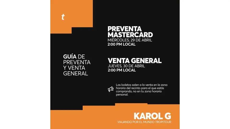 La preventa de boletos para Karol G en México comenzará el 29 de abril a través de Ticketmaster./ X: @Ticketmaster_Me