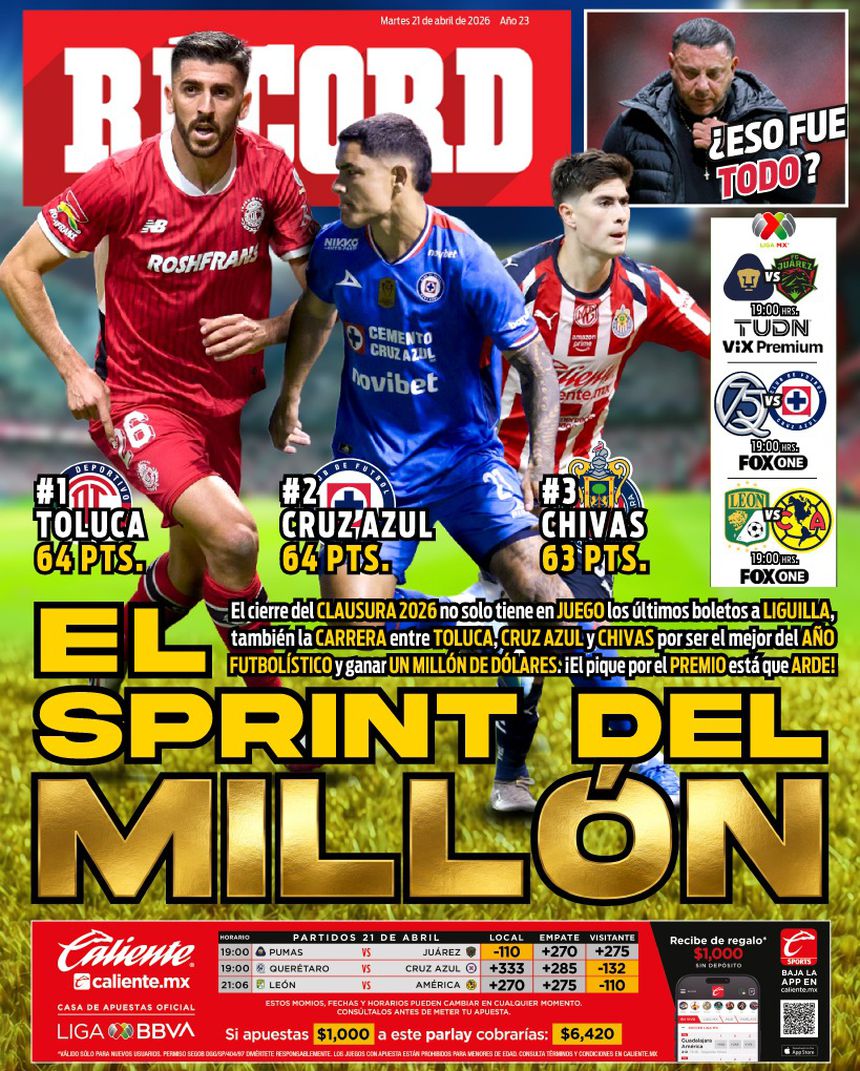 Portada RÉCORD 21 de marzo de 2026
