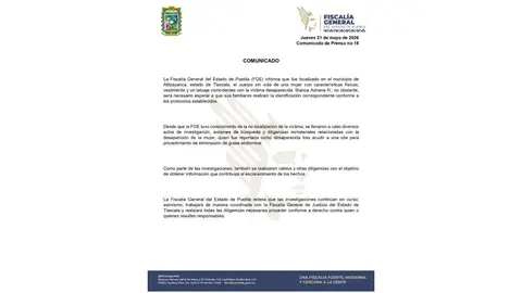 La mujer encontrada vestía ropa similar a la descrita en la ficha de búsqueda emitida por la Fiscalía poblana./ Fiscalía