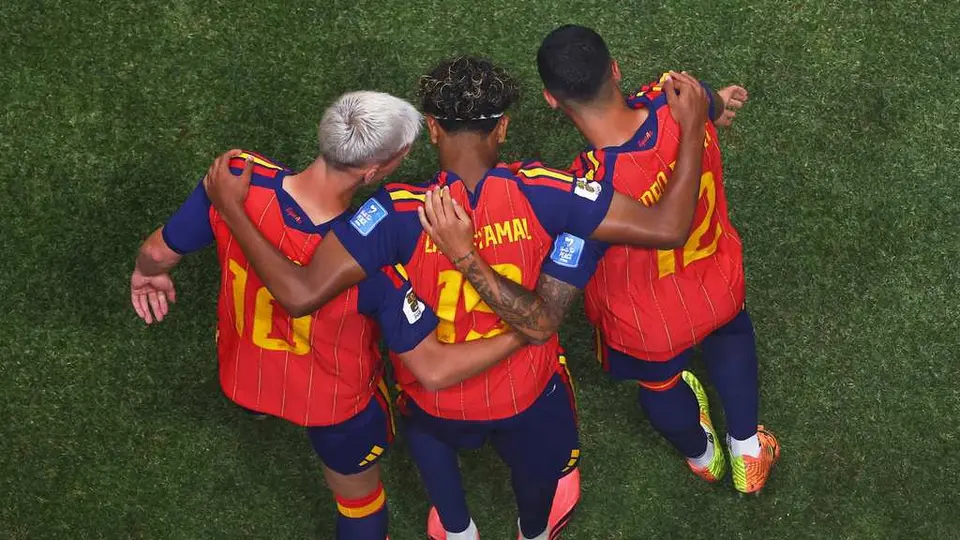 Jugadores celebración con la Selección de España en el Mundial 2026 | AP