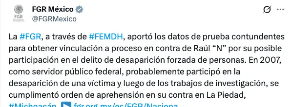 Raúl Campos Espinoza, exjefe de la Policía Federal en el gobierno de Enrique Peña Nieto, fue detenido por la FGR/ X