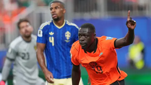 La Naranja Mecánica celebra gol ante Suecia | AP