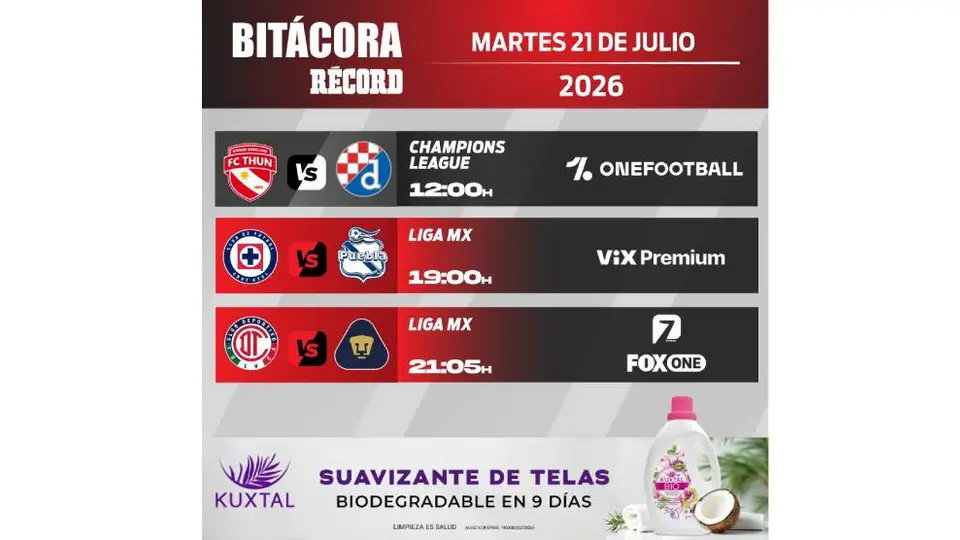 Partidos del martes 21 de julio | RÉCORD