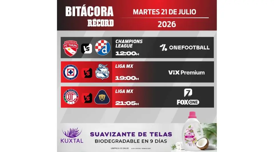 Partidos del martes 21 de julio | RÉCORD