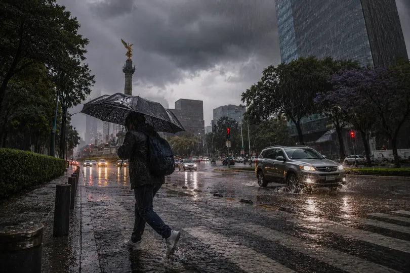 Las lluvias podrían estar acompañadas de caída de granizo y provocar afectaciones en distintos puntos de la capital./ IA