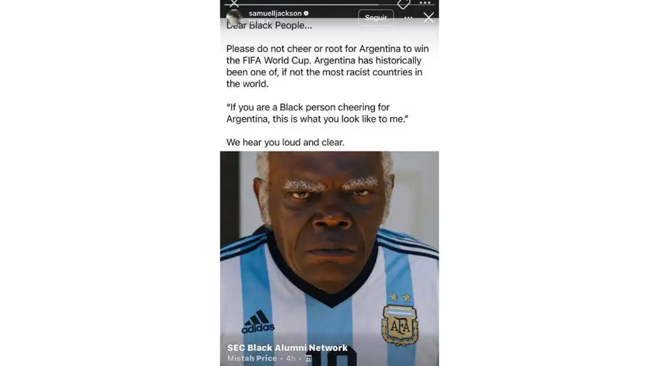 Historia de Instagram de Samuel L. Jackson | Captura de pantalla