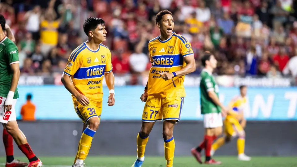 Jugadores de Tigres en festejo en el Apertura 2026 | IMAGO 7