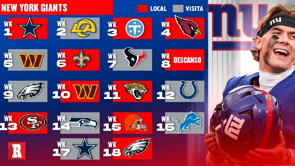 Calendario 2026 New York Giants | RÉCORD