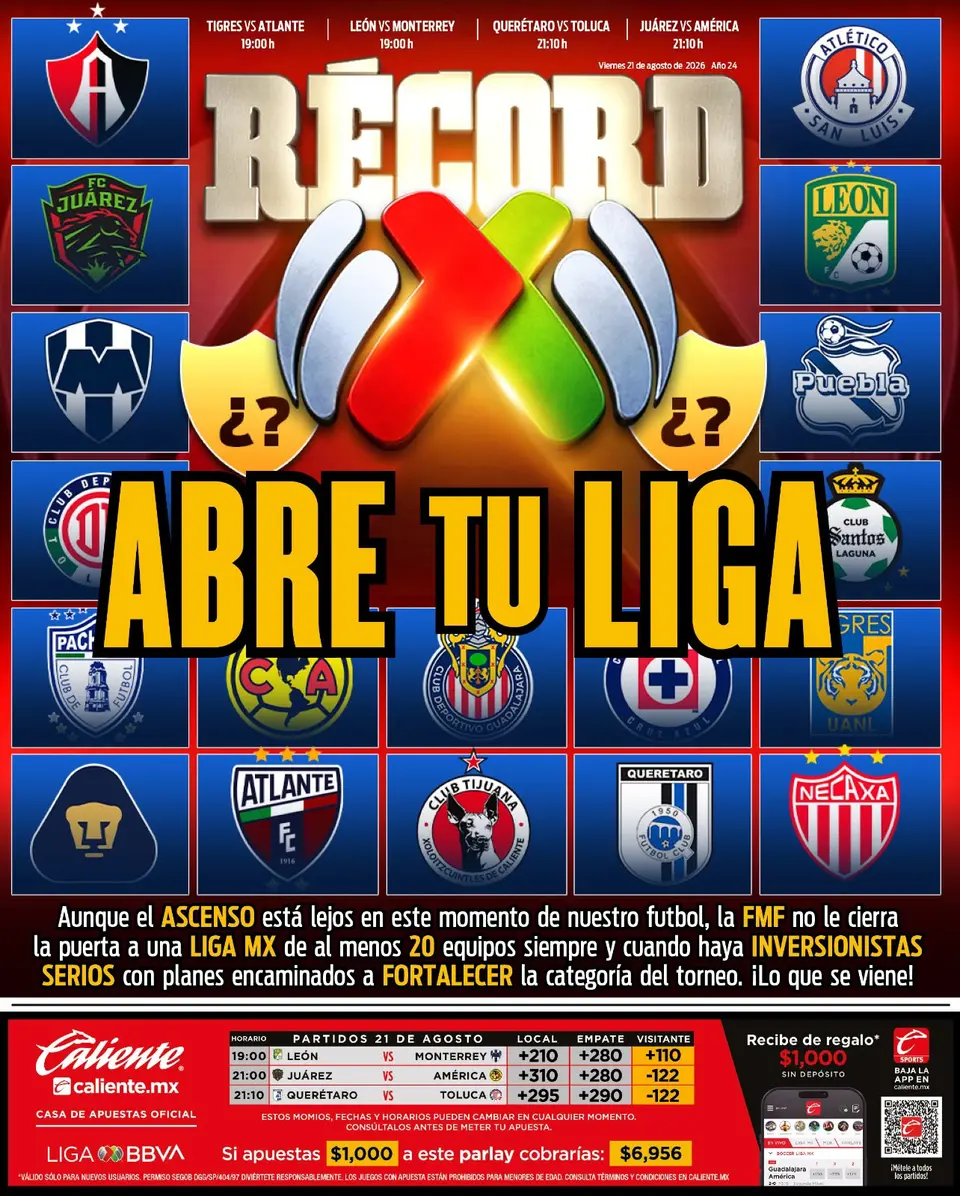 Portada RÉCORD 21 de Agosto de 2026